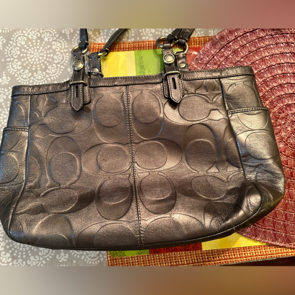 Price is firm- Coach F1049-F15242 Metallic Grey Charcoal Gunmetal